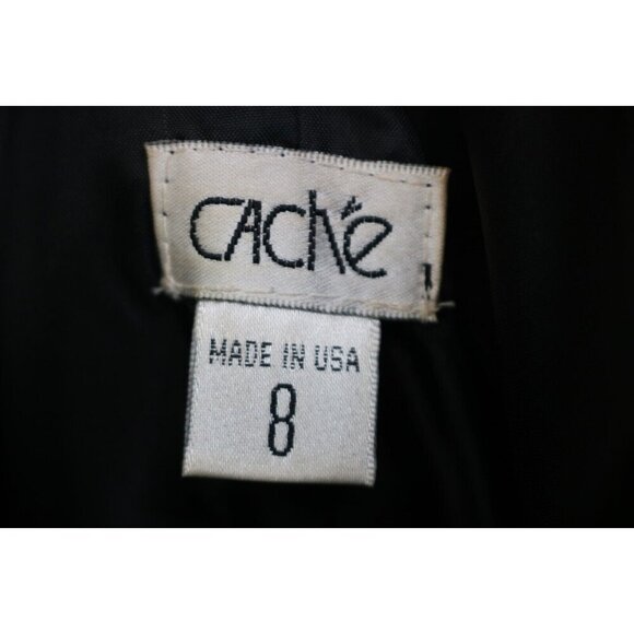 Cach'e Black Strapless Satin Party Dress-Jeweled Pin-Size 8-Whimsigoth - Picture 5 of 14